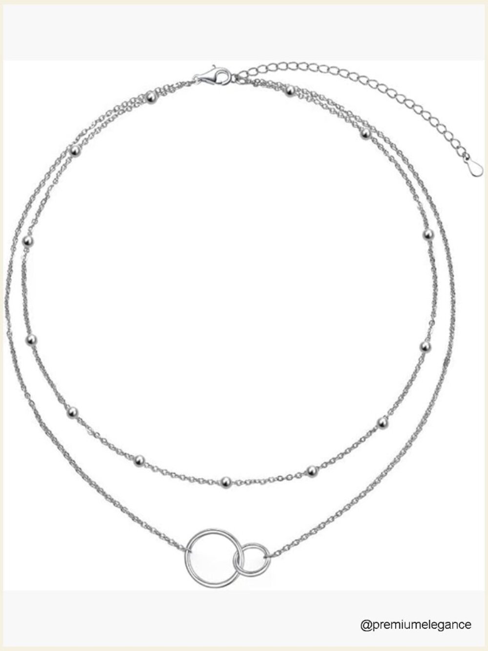 Sterling Silver Layered Choker Necklace Rolo Chain Adjustable 13-16 Inches